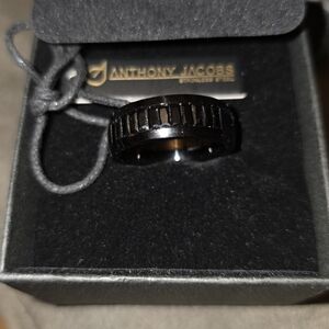 Black Stainless Steel Men's Ring Size 11